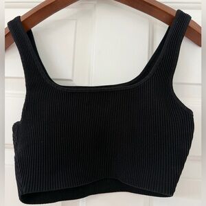 Babaton Classic Black Ribbed Crop Top